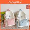 Backpack With Polka Dot Print Color Blocking Design For School