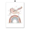 Cute Girl Unicorn Castle Sun Rainbow Flowers Wall Art Canvas Painting Nursery Posters And Prints Pictures Baby Kids Room Decor