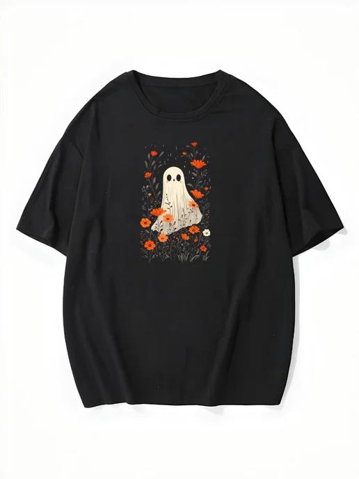 Oversized T-shirt with Halloween print S