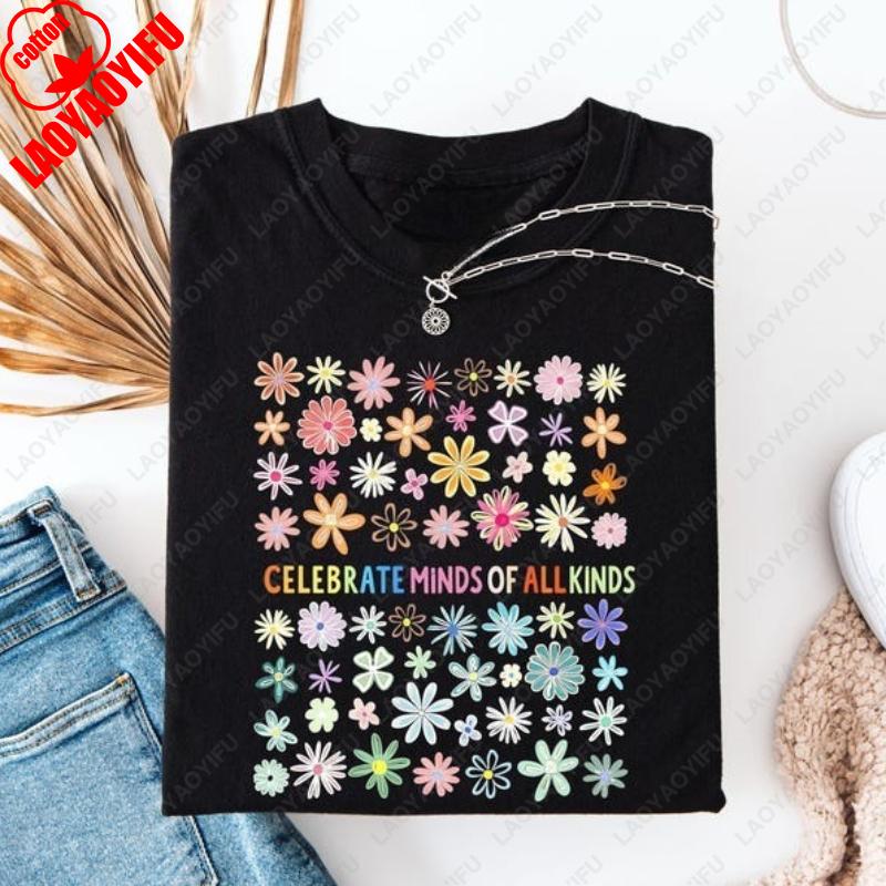 Autism Awareness Celebrate Minds of All Kinds Tshirt SPED Teacher Gift for Men Women Back To School Shirt Cotton Harajuku Tees