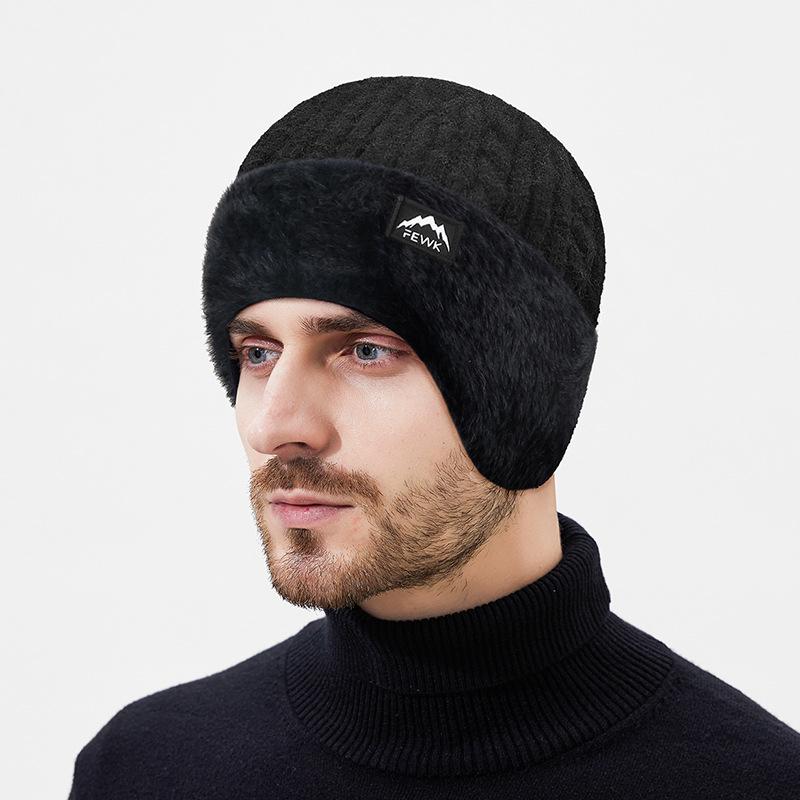 Winter Thick Wool Scarf Two-Piece Set Cold-Proof Warm Velvet Knitted Hat