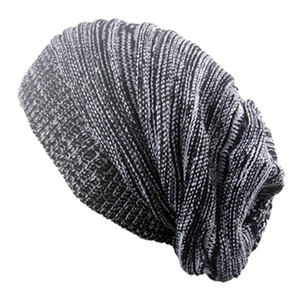 Pleated Knitted Cap Two-Colored Mottled Warm Woolen Beanie Hat Skullcap