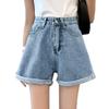 Comfortable Skinny Fashionable and Versatile High-waisted Denim Shorts Female Summer Loose Thin Casual Wide-legged Rolled Straight A-line Pants