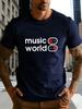 Unisex Crew Neck Cotton T Shirt Music On World Off Graphic Print Short Sleeve Tops Loose Music Casual Summer Tees For Young Male