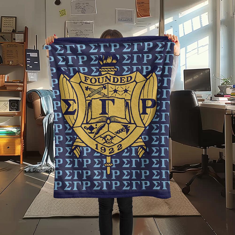 1Pc Sigma Gamma Rho Print Flannel Blanket, High quality Comfortable for All Seasons, Home Decor, Warmth and Comfort, Perfect for Gifts