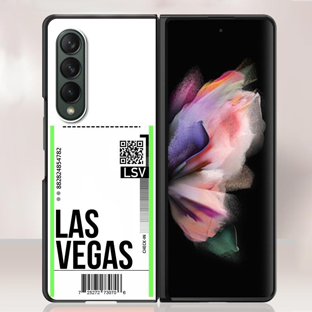 Zfold4 Case For Samsung Galaxy Z Fold3 Z Fold 3 5G Hard Slim Ultra-thin Shell Fly Ticket AIR Tickets Travel Label Country