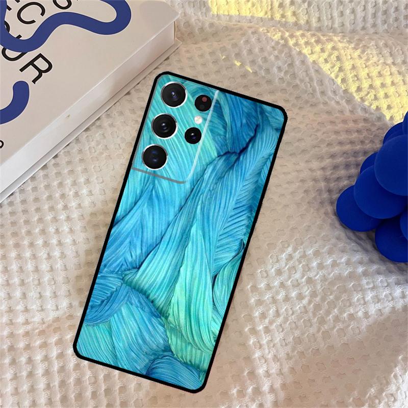 

Turquoise Stone Flora Peacock Feather Phone Case For Samsung Galaxy S25 Ultra S9 S10 S20 S22 S21 S23 FE S24 Plus Portector Cover Galaxy S23