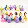 24pcs Cartoon Princess Cinderella Belle Alice Snow White Ariel Rapunzel Action Figures Interchangeable Clothes Toys Dolls Gifts