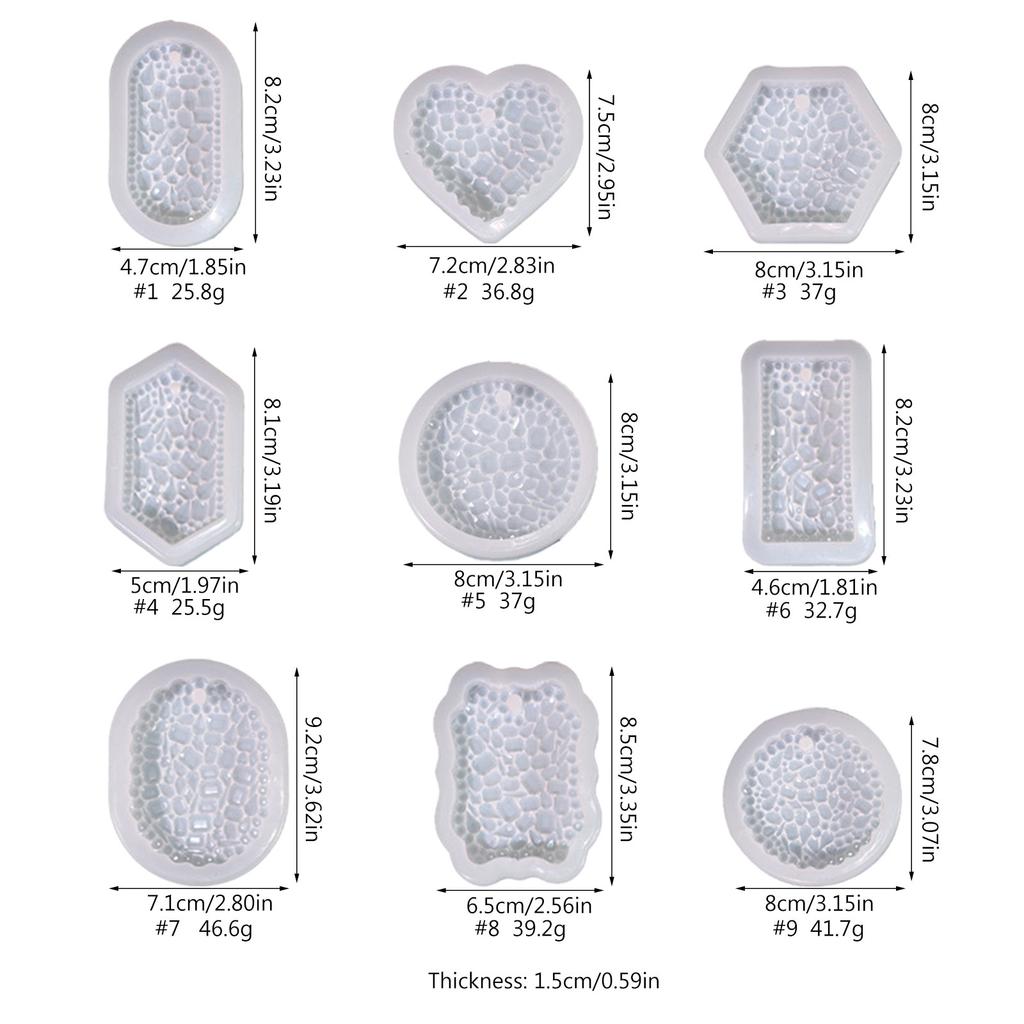 1Pc/9Pcs Listing Silicone Mold Crystal Glue Flash Diamonds Various Shapes Pendant Mold Car Hanging Keychain Material