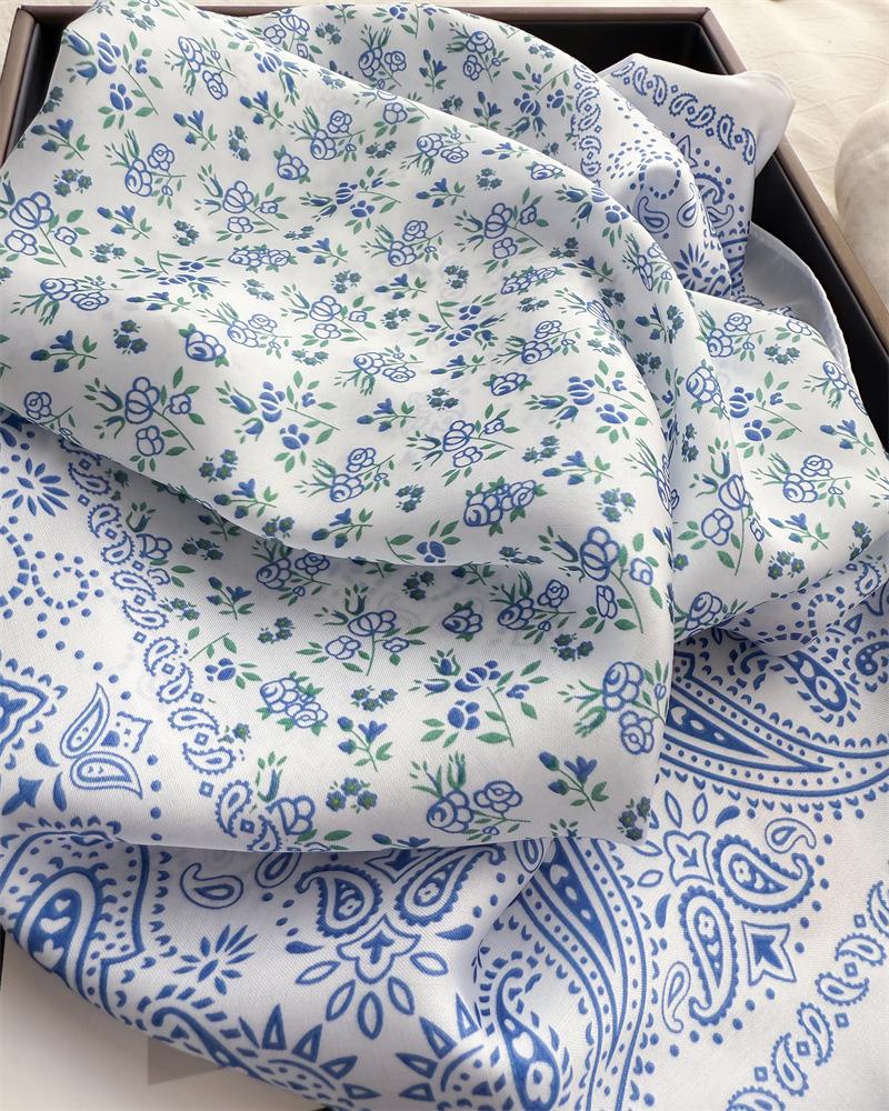 Luxury Paisley Print Shawl Square Scarf for Women Soft Satin Wraps Neckerchief Female Hair Bands Ribbon Headband Bandana