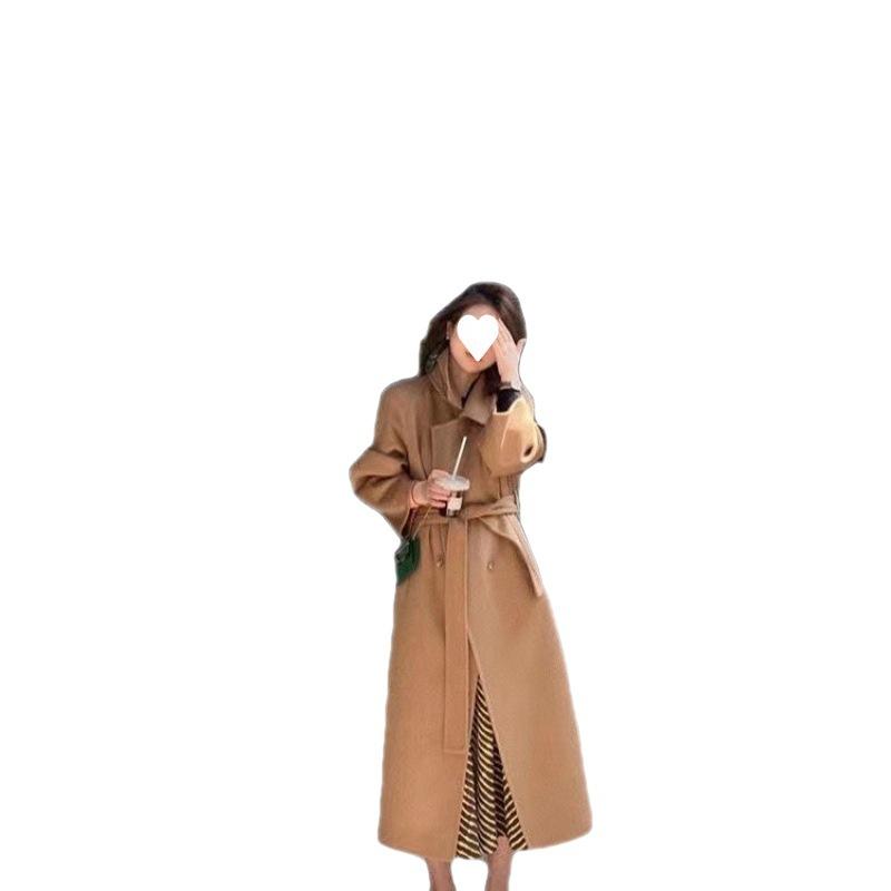 A Mid-length Single-layer Woolen Coat for Women's Autumn Charm