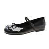 Fashion 2025 New Ballet Flats Women Shoes Mary Jane Shoes Round Toe Women's Bow Flats Women Shoes Plus Size 35-40 Black Silver