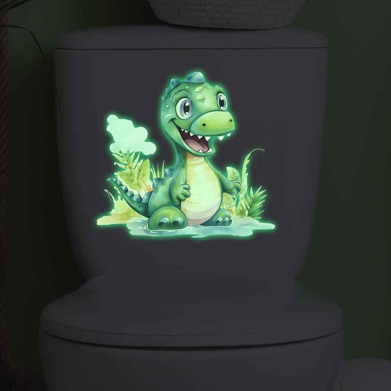 

Bathroom Luminous In The Dark Cute Little Dinosaur Toilet Seat Sticker Creative Self-Adhesive Beautify Home Decor 1pc