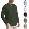 Fashion European and American round neck autumn and winter long sleeves new solid color linen design European and American men's casual sports Henry s