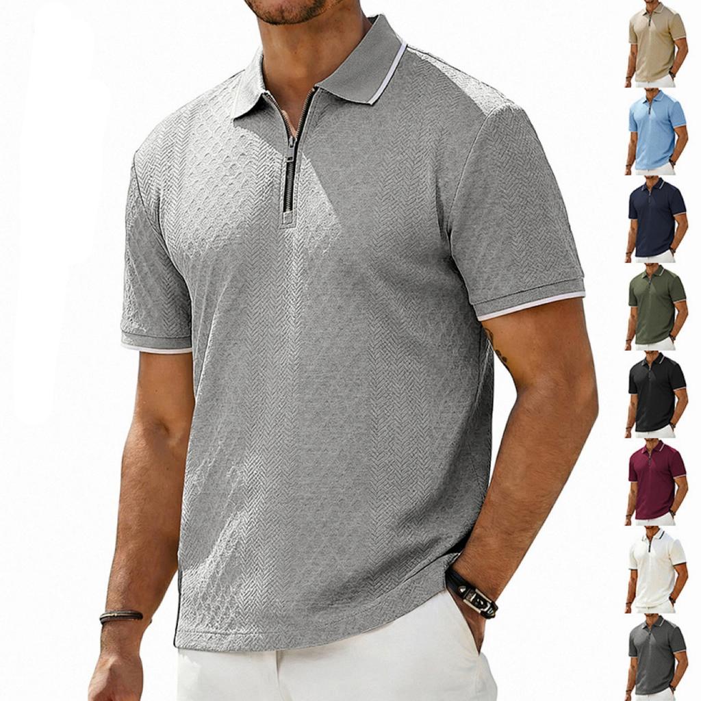 Mens Casual Shirts Short Sleeve Zipper Polo Shirt Lightweight Mens Summer Shirts Comfortable Fit Shirt Mens Casual Style for Everyday Wear