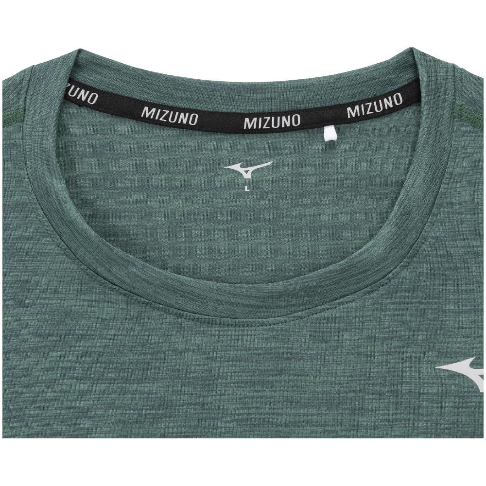 Mizuno Running Wear Quick Dry Long Sleeve Aurora Sweat Absorbent Quick Drying Reflective Print J2MAA520 Evergreen T-Shirt Men's