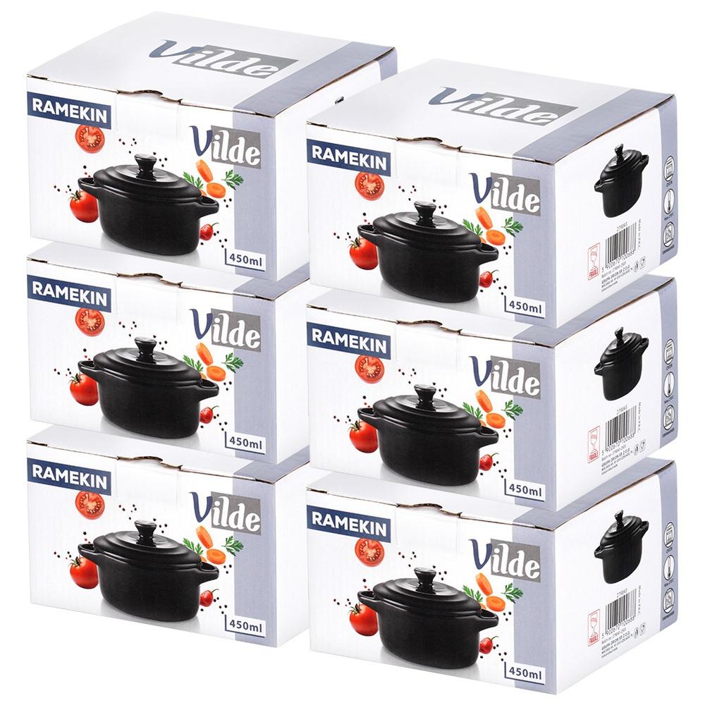 Porcelain Baking Bowls With Lid 450 Ml 6 Pcs.