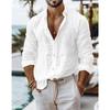 Cotton Linen Shirt for Men Summer Beach Style Solid Color Single Breasted Breathable Shirts Lightweight Stylish Button Tops