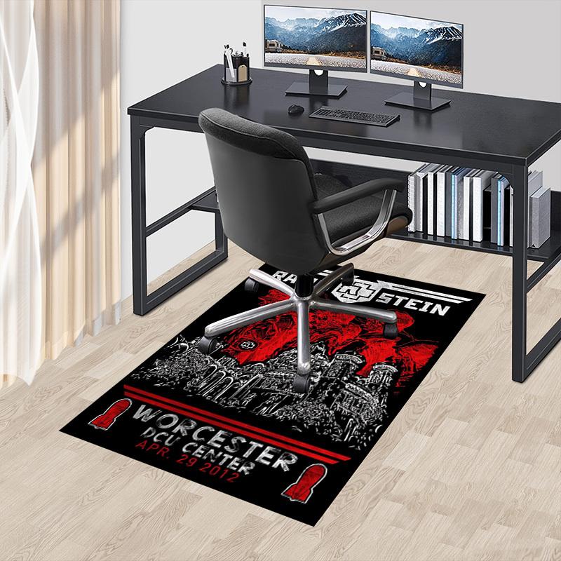 1pc RAMMSTEIN WORCESTER Home Office, Durable Polyester Floor Mat with Easy, Office Decor, Urban Style, Nonslip Backing