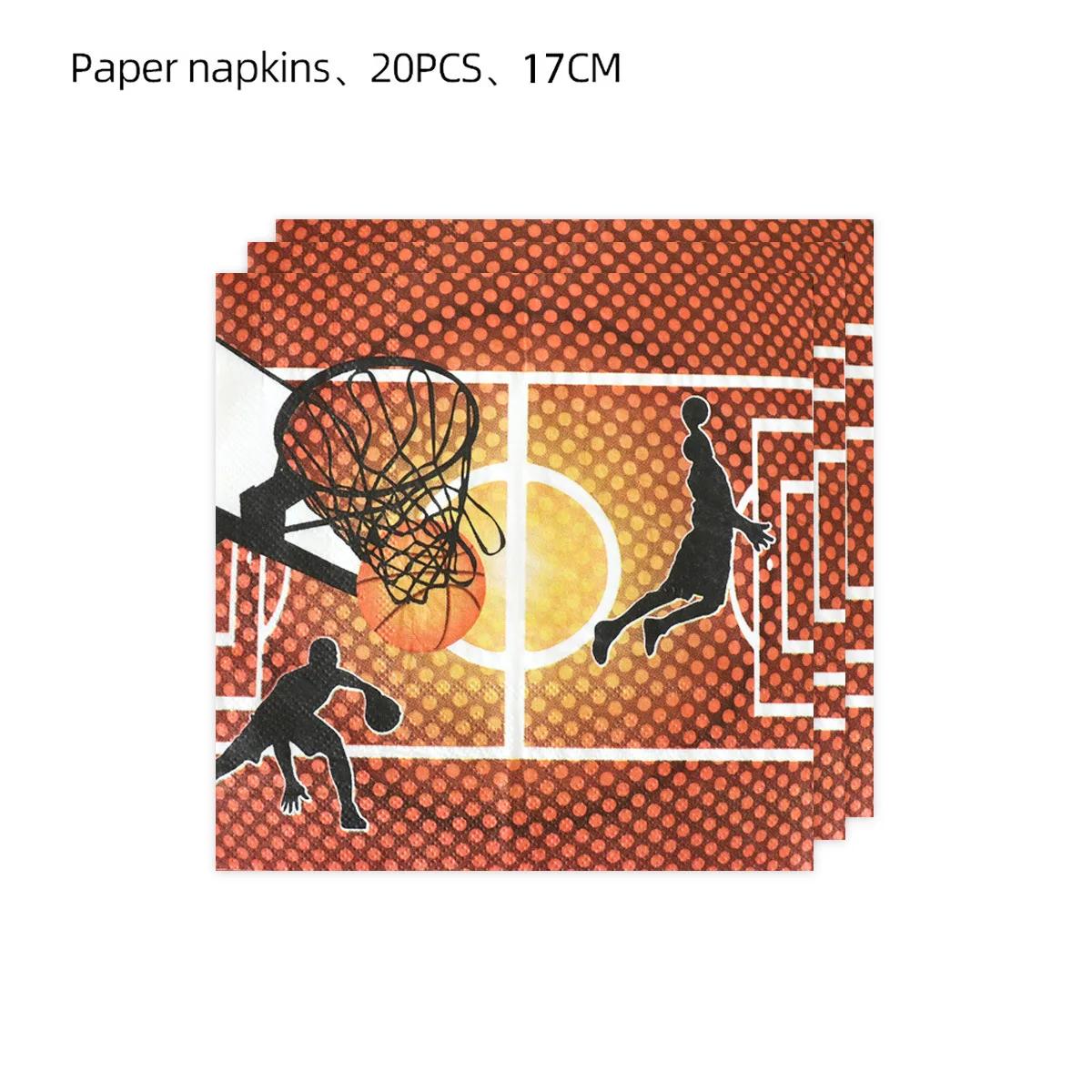 

20pcs Hot Blooded Basketball Themed Birthday Party Decoration Basketball Party Supplies Paper Plates Tissues Tablecloths Set