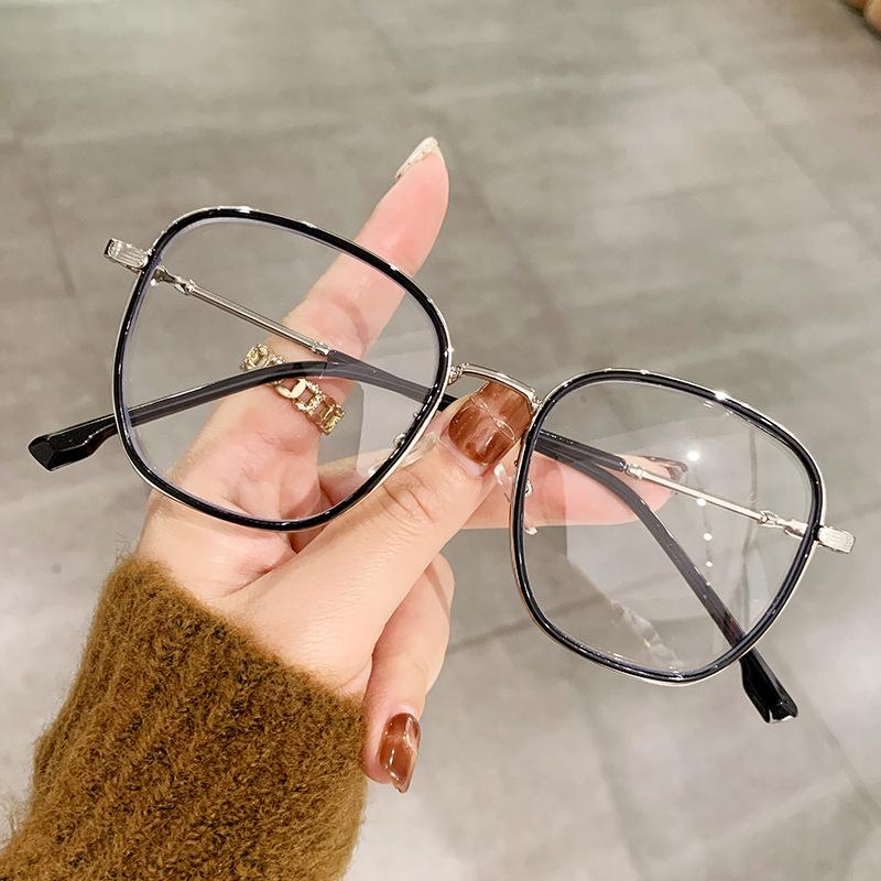 The Same Matte Lime Green Glasses Frame Plain Face Large Frame Polygonal Ultra-Light Myopia Women'S Anti-Blue Light Glasses