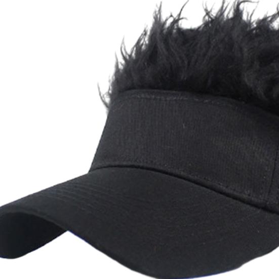 Novelty Sun Visor Cap with Fake Hairs Adjustable Peaked Wig Baseball Hat with Spiked Short Hair Funny Hip Hop Hat for Fancy Performance