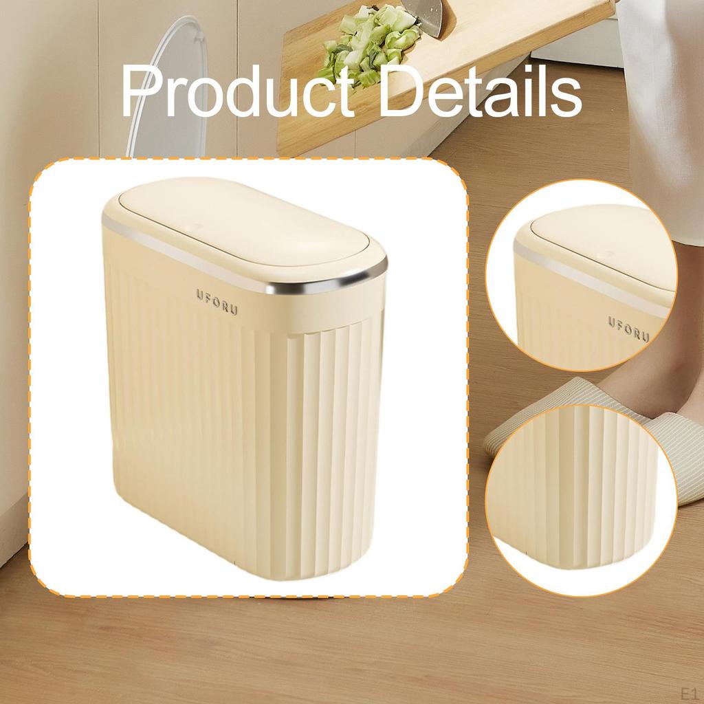 Coș de gunoi de baie cu capac, Coș de gunoi compact, Coș de gunoi portabil cu deschidere prin apăsare, Birou