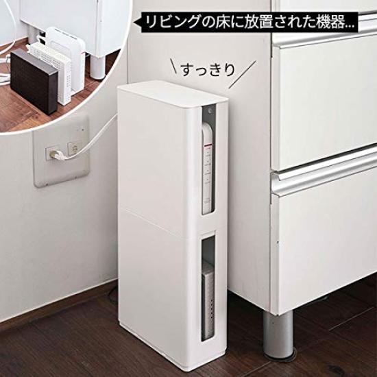 Of Yamazaki Stackable Slim Router Storage Case with X X Behind the TV 4913 [Set 2] Lid, White, Approx. W9.7 D20.2 H22.2cm, Smart, Stackable, Storage,