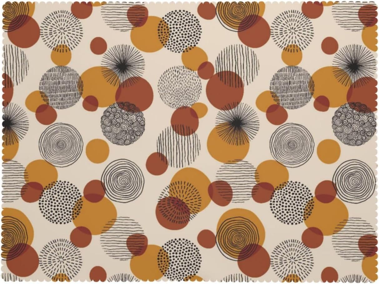 Moderne Handgetekende Doodle Cirkel Tafelkleed, Abstracte Geometrische Vormen Rechthoekige Wasbare Tafelhoes voor Huis Eetkamer Keuken 100x140cm