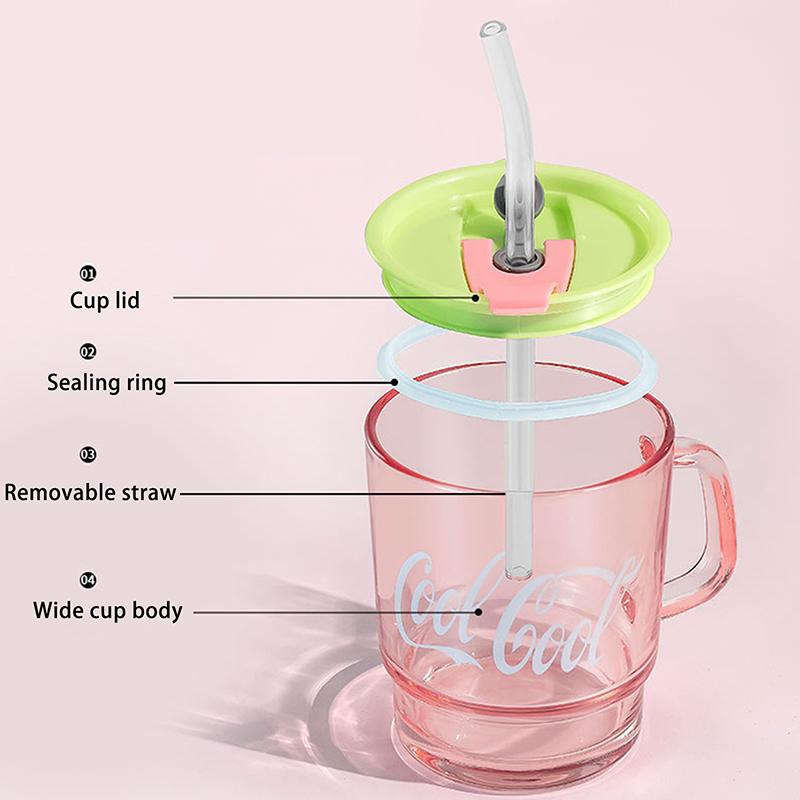 Hoher Erscheinungsgrad Doppelwandiges Trinkglas Henkel Strohhalmbecher Büro Trinkbecher Frühstück Milchbecher