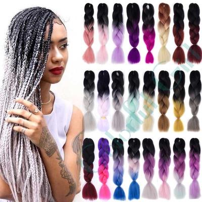 Hair Extension Colorful Girl 1pc Ombre Braiding Hair Mega 24" Jumbo Synthetic Hair