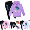 Set Felpa con Cappuccio e Pantaloni Jogger in Cotone Cartone Animato per Bambini, per Gioco Attivo e Abbigliamento Casual