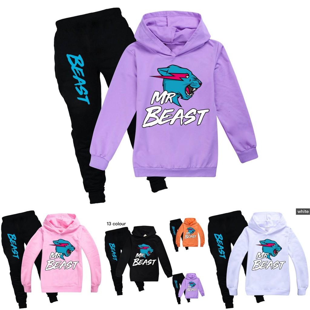 Set Felpa con Cappuccio e Pantaloni Jogger in Cotone Cartone Animato per Bambini, per Gioco Attivo e Abbigliamento Casual