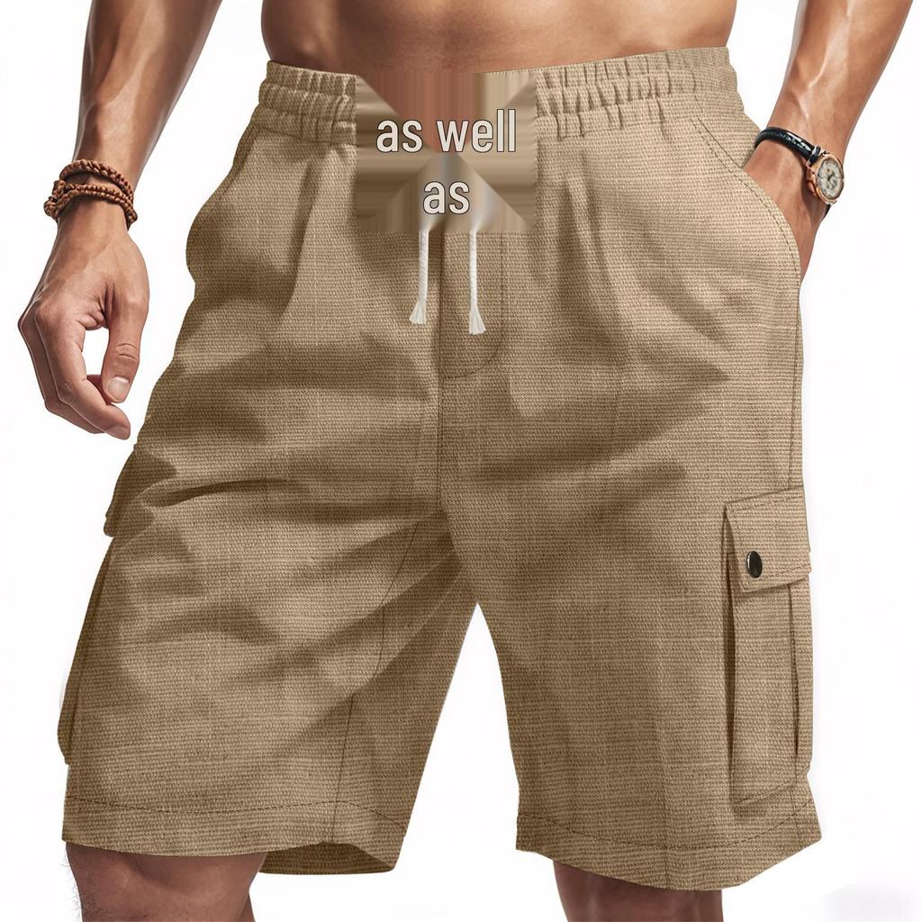 American Amekaji Outdoor Tactical Men's Bamboo Linen Casual Summer Beach Shorts