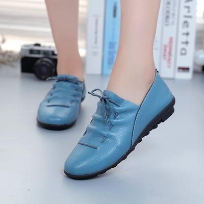 Damen atmungsaktive Freizeitschuhe aus echtem Leder für Frühling und Sommer, leichte flache Slipper, Leder-Laufschuhe