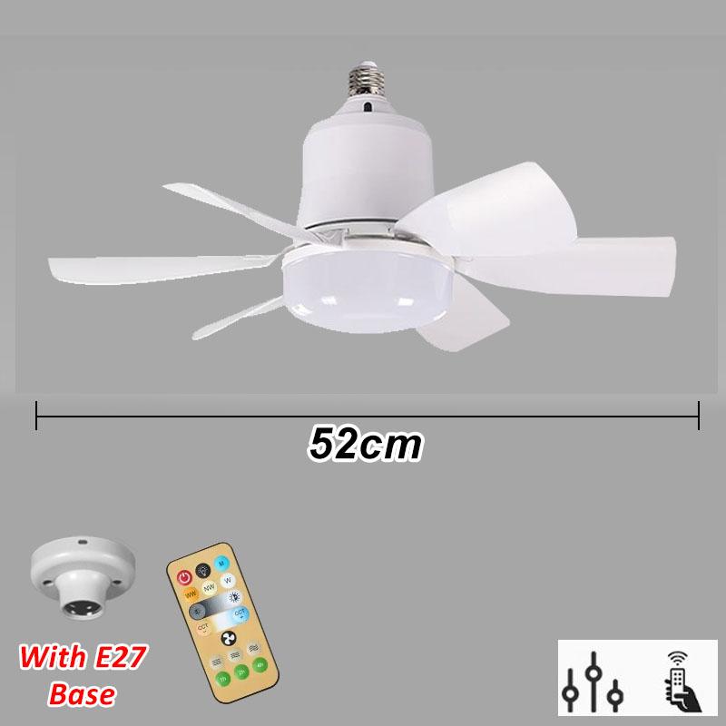 E27 Base Led Ceiling Fans Lights Bulb Ceiling Fan with Light and Remote Control 3 Colors 3 Speeds 42/52cm for Bedroom Dimmable