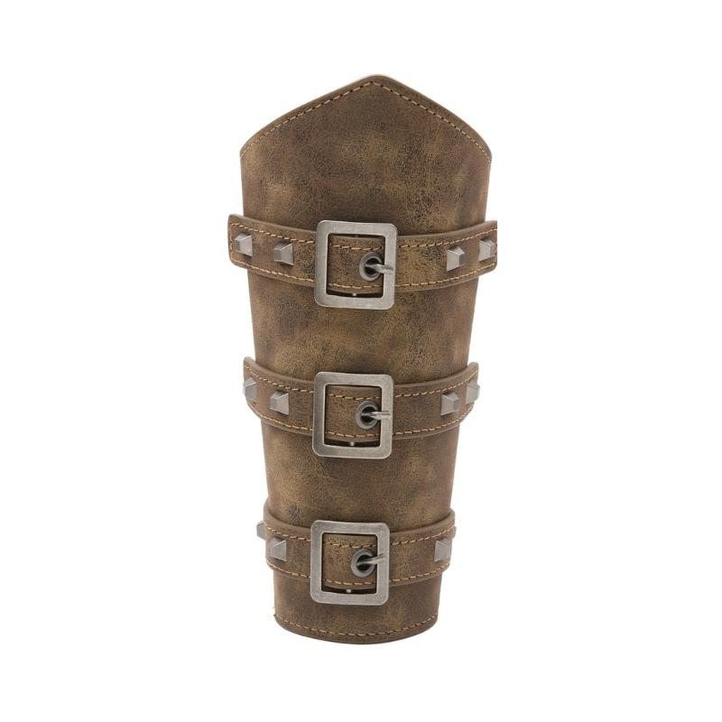 

Adjustable Knight Wrist Guard Halloween Cosplay Knight Wrist Bracer for Men 1 коричневий