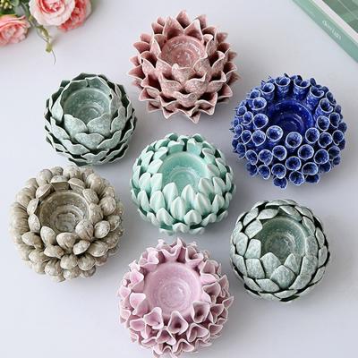 Portacandele in Ceramica Fatto a Mano Supporto per Candele a Petali Stratificati Artigianato Decorativo da Tavolo Portacandele Decorazione per la Casa