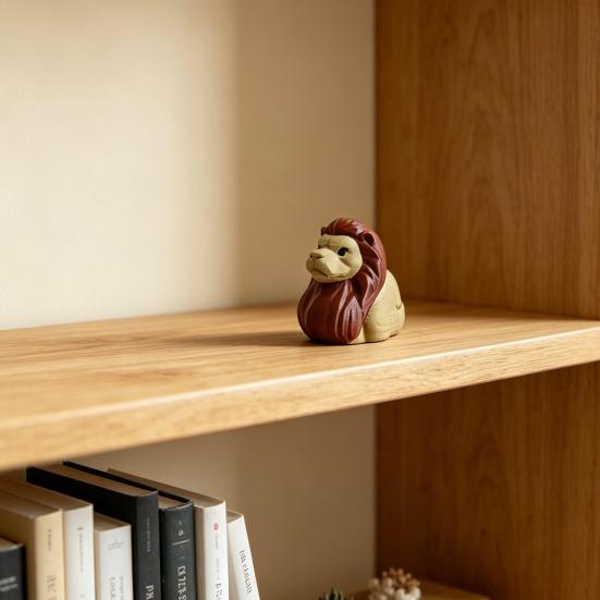 3D Printed Lion Duck Figurine, Low Saturation Color Desk Decor, Durable Matte Finish Nordic Style Display Ornament