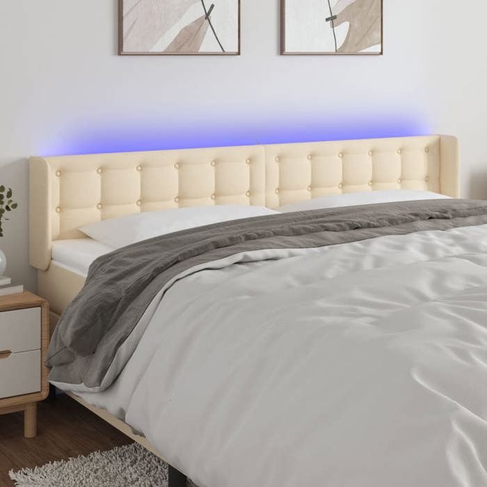 VidaXL Tête de Lit à LED Meuble de Chambre à Coucher Accessoire de Lit Double Tête de Cadre de Lit Intérieur Crème 3123689