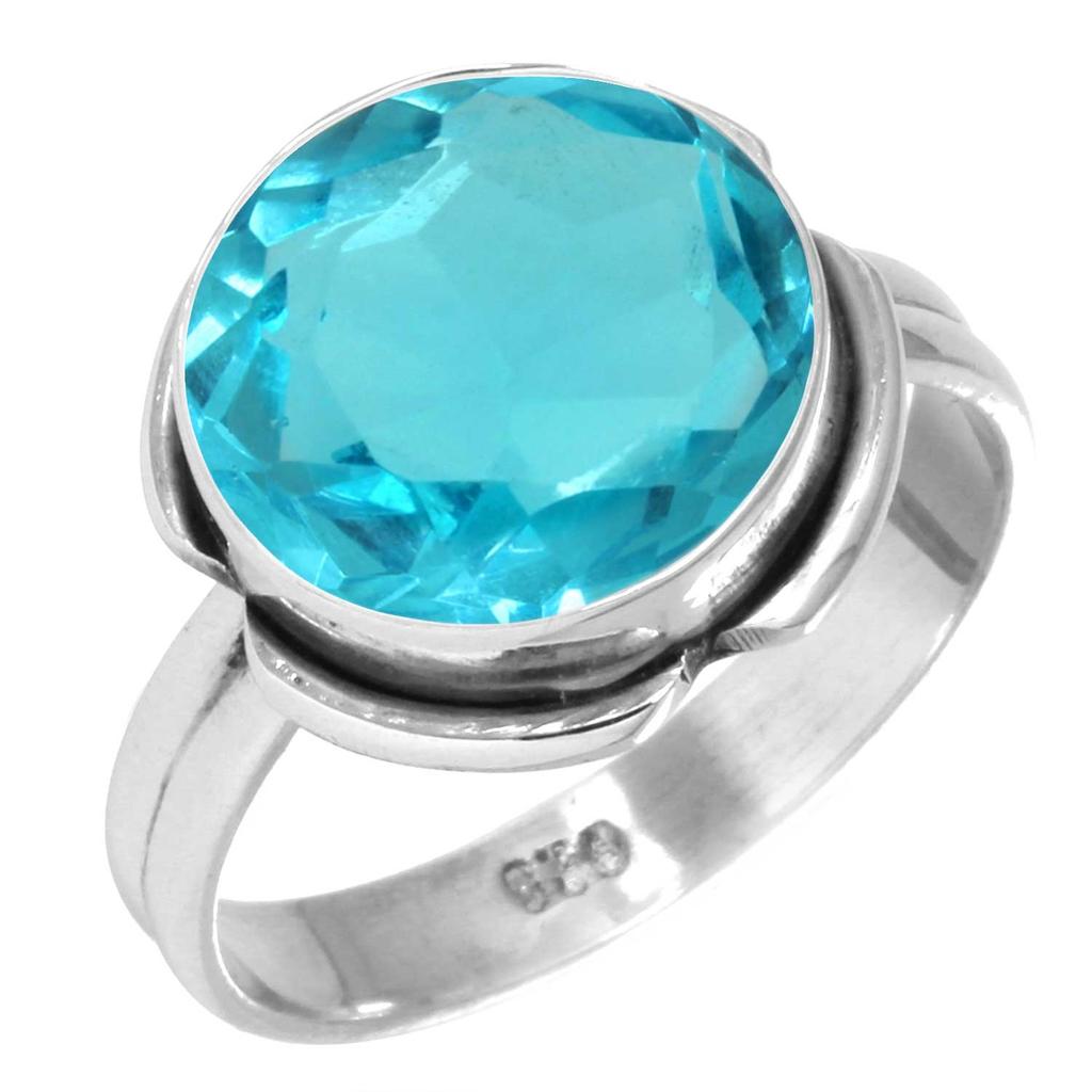 Bague en Argent Sterling 925 Femme Pierre Précieuse Bijou Fait Main Cadeau Halloween Améthyste Saphir Topaze Bleue Citrine Émeraude Iolite Péridot Rubis Costume