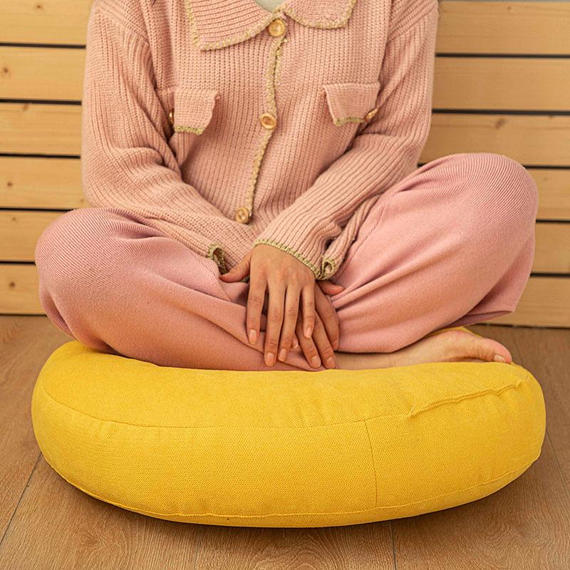Japanese Style Futon Round Cotton Linen Floor Seat Cushion Thicken Meditation Cushion Tatami Room Balcony Decor Pouf Ottoman