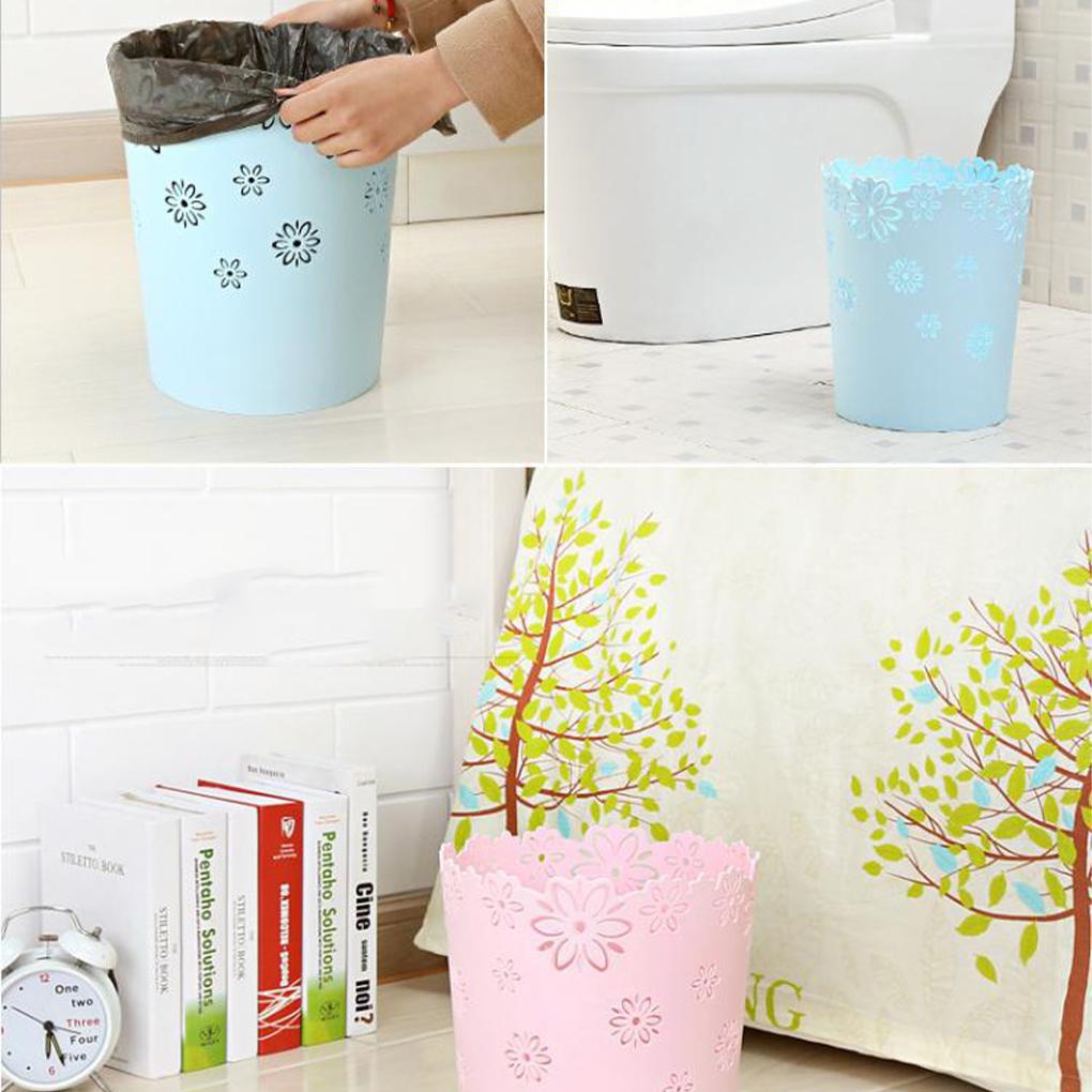 PP Environmentally Friendly Trash Bin Safe And Non-Toxic Simple Cute Wastebasket Hollow Flower Shape Plastic Wastepaper Baskets
