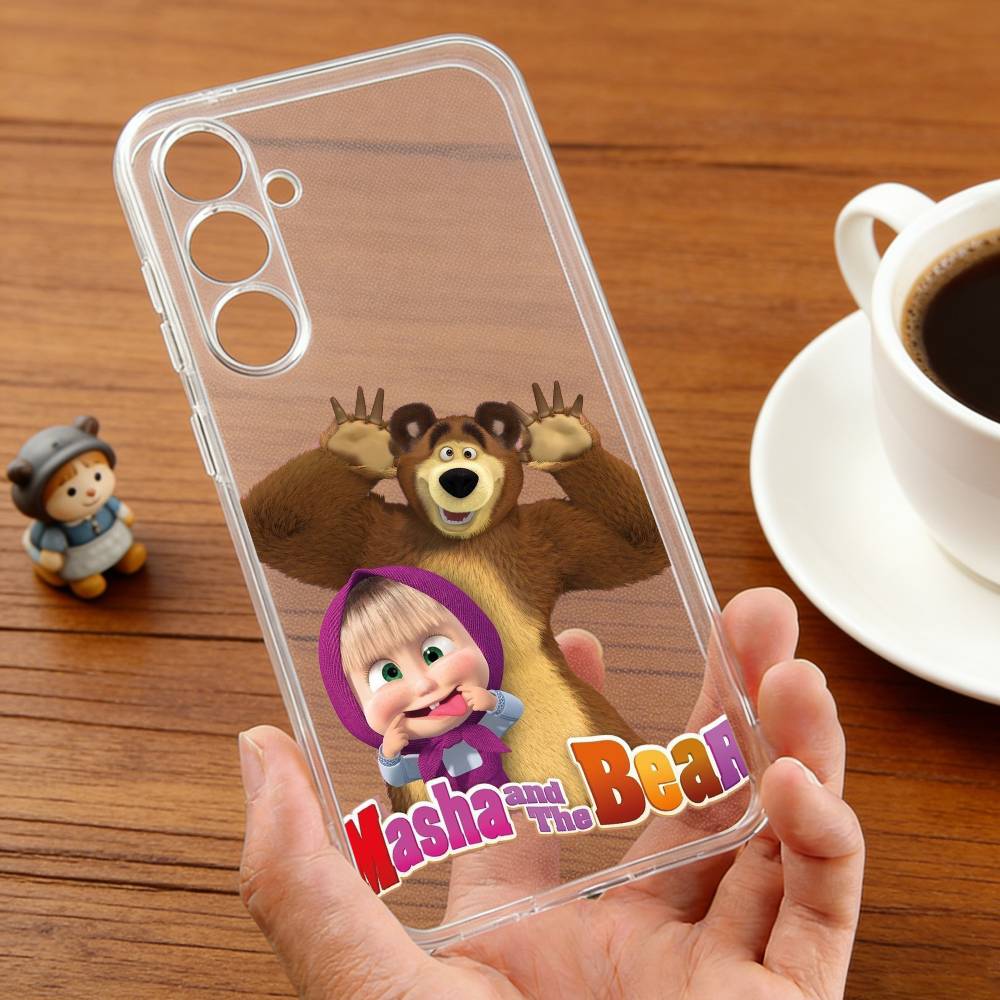C-Cute M-M-Masha and the B-Bears phone Case For Samsung S30,23,21,22,20, FE lite,S10,9,8,7 PIus Note20ultra Soft Transparent