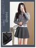 2026 New Petite Women's Grey Woolen A-line Pleated Short Skirt - Fluffy & Slimming Spring Style