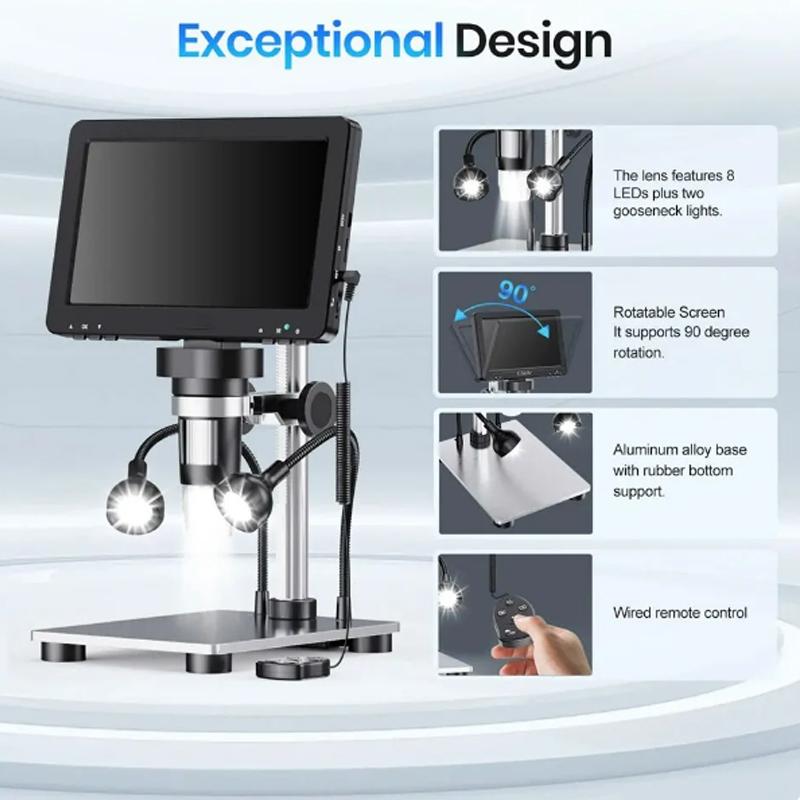 7 Inch 1080P LCD Digital Microscope 50X-1200X Soldering Electronics Microscopes With LED Lights Support PC Computer  tools