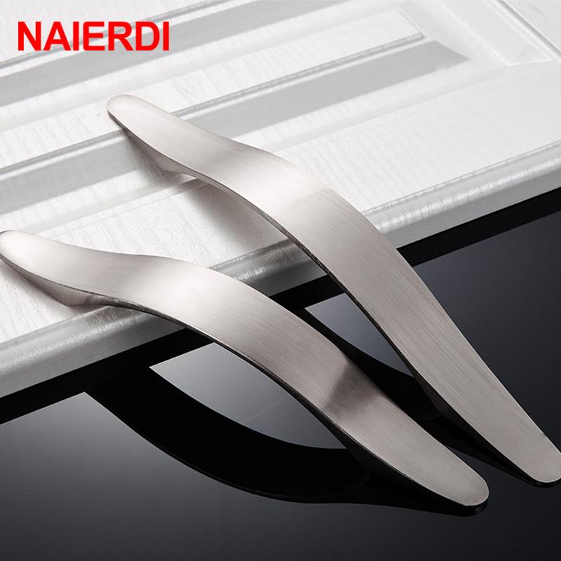 NAIERDI Cabinet Handles Knobs Aluminum Alloy Door Kitchen Knobs Cabinet Pulls Drawer Furniture Handle Hardware 128mm/160mm