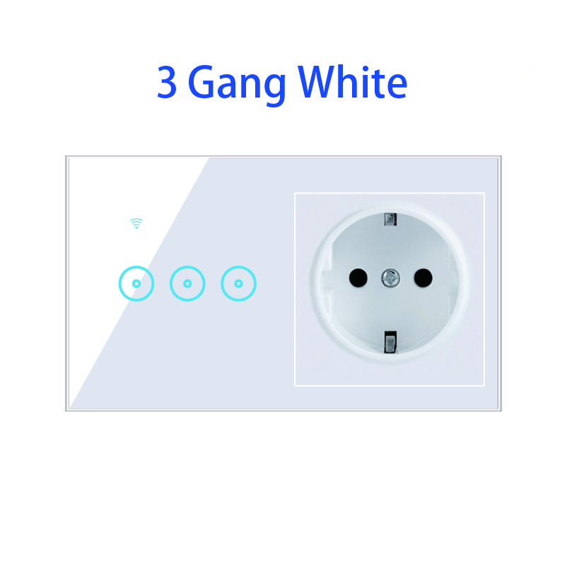Wifi 3 Gang Wall Light Switch Smart Socket and Switch With EU Standard
