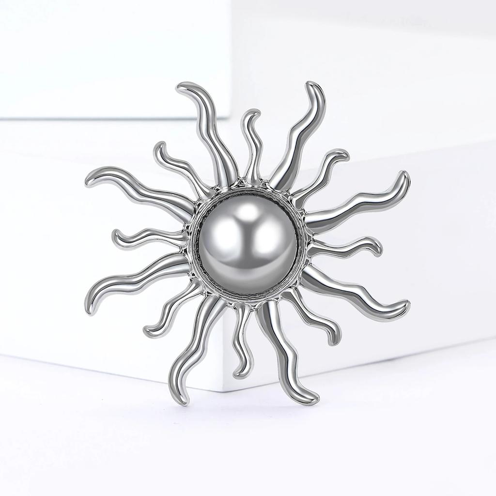 Trendy Ramadan Glossy Sun Brooches for Women Unisex Moon Pins Banquet Party Backpack Gifts Jewelry Accessories