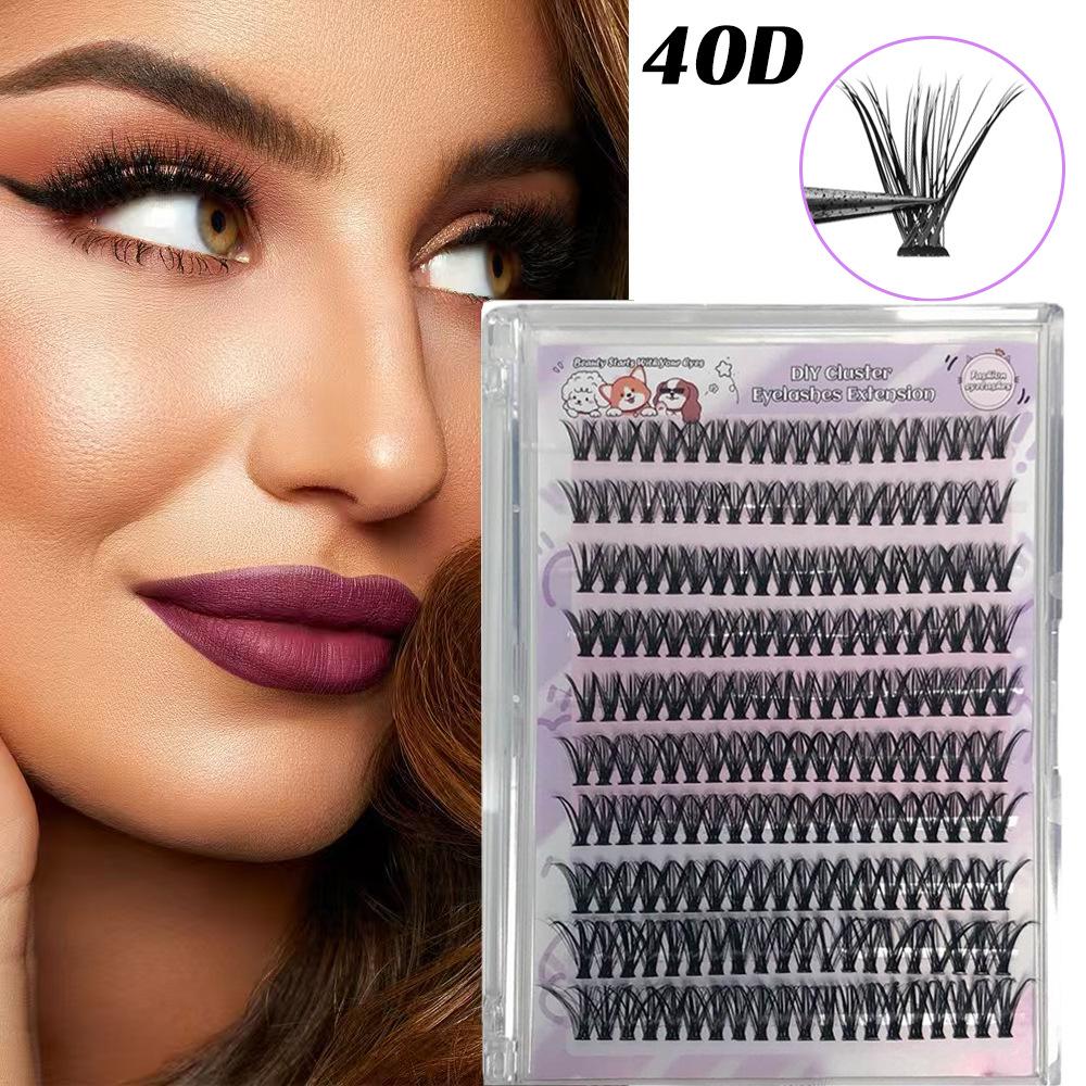 Large Capacity 40D Dense Mixed Eyelash Book: Feather Flow European & American Style Single Cluster Lazy Self-Grafting False Eyelashes